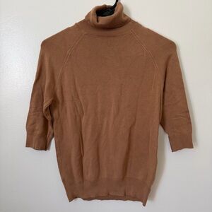 ZARA Brown Short Sleeve Turtleneck Knit Sweater Size Small Like New